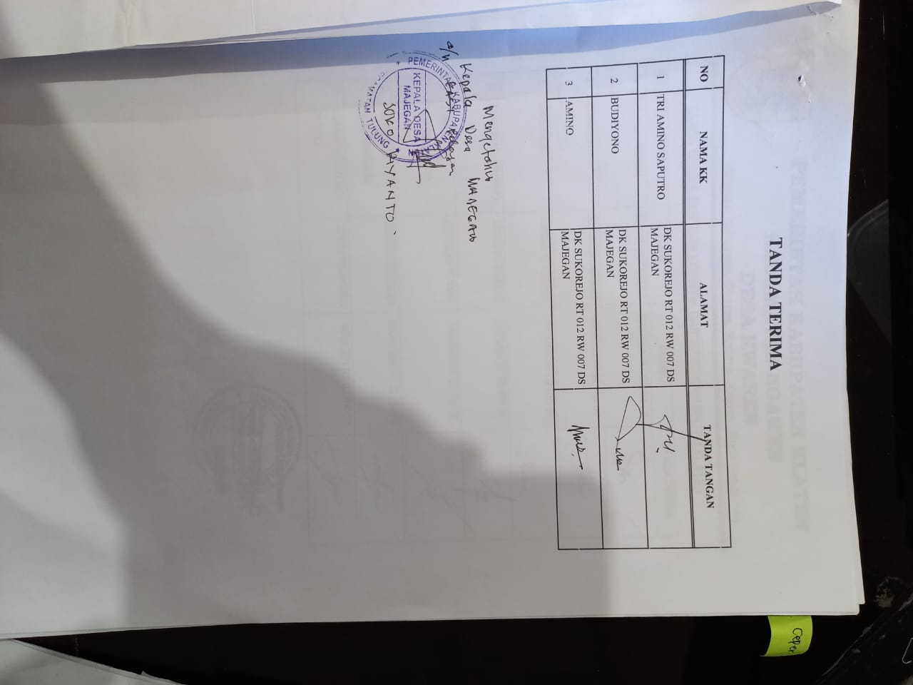 Bantuan Logistik Untuk Warga Desa Majegan Kecamatan Tulung